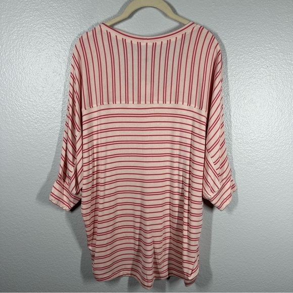 NEW Cabi Tickled Tee Shirt Top Women's XS Pink Striped Dolman Sleeve Jersey Knit - Picture 7 of 8